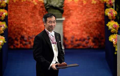 Takaaki Kajita after receiving his Nobel Prize in Physics