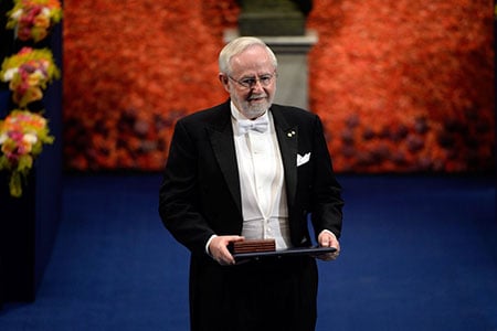 Arthur B. McDonald after receiving his Nobel Prize at the Stockholm Concert Hall