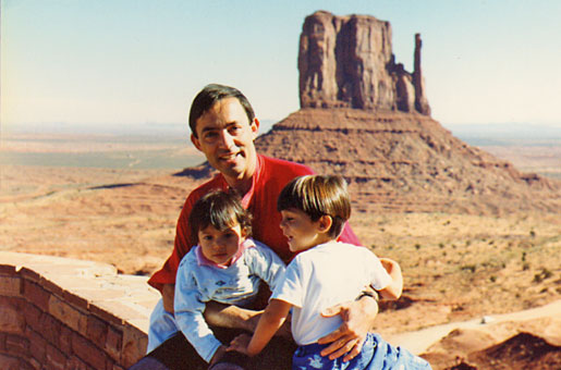 Touring the West during the Berkeley visit. With children Antony and Miranda at Monument Valley, 1991