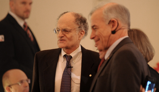 Thomas J. Sargent and Christopher A. Sims before delivering their Prize Lectures