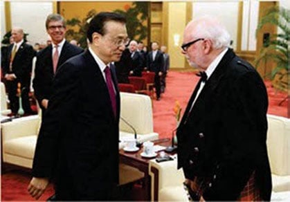 Meeting Chinese Premier Li Keqiang in the Great Hall of the People.