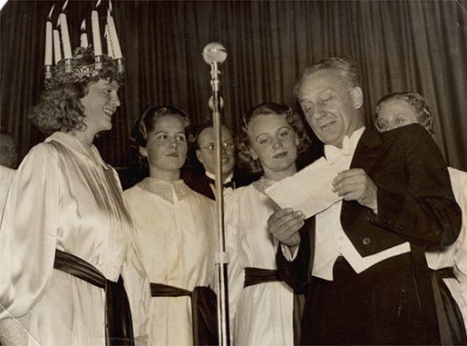 Albert Szent-Györgyi at the Santa Lucia feast in Stockholm, Sweden