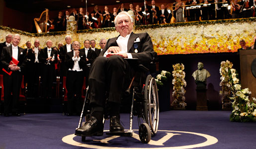 Tomas Tranströmer after receiving the Nobel Medal and Diploma