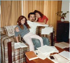“Working” with Yael (left) and Merav (right), around 1983.