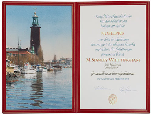 M. Stanley Whittingham - Nobel Diploma