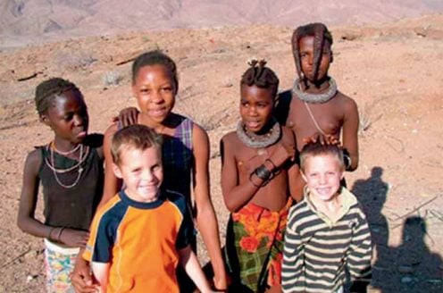 William and Joe with friends in Namibia
