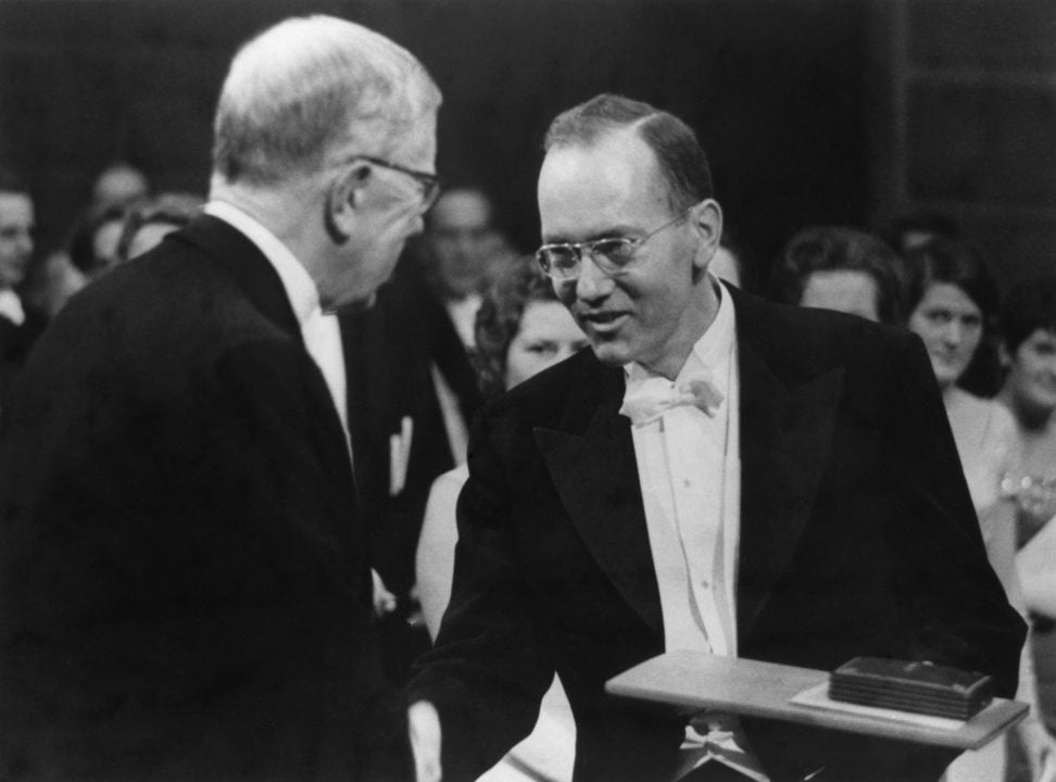Charles Townes receiving his Nobel Prize