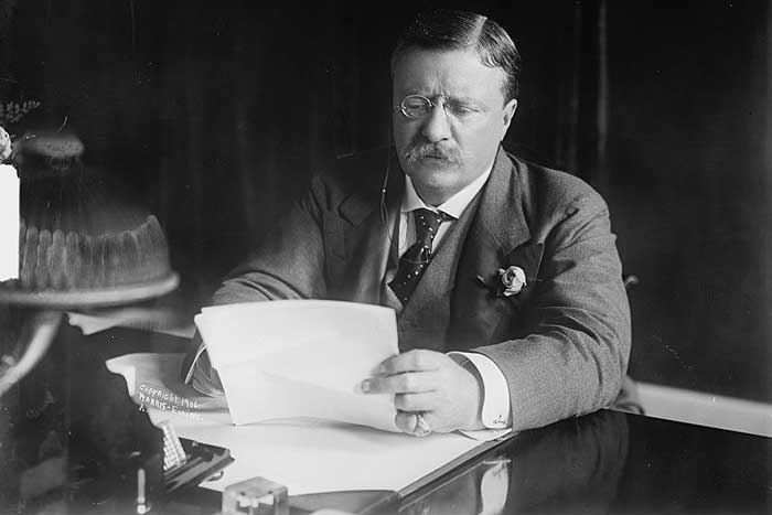 Theodore Roosevelt Jr. at his desk, 1906.