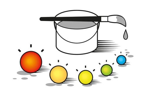 Illustration showing quantum dots in different colours.